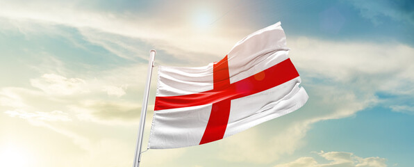 England national flag cloth fabric waving on the sky - Image
