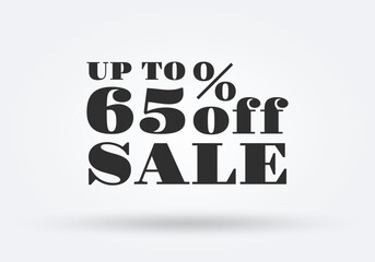 Sale icon. 65 percent price off. Discount tag, label or sign. Promotion sticker design. Business, advertising, marketing badge. Vector illustration.