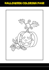 Halloween coloring page for kids. Line art coloring page design for kids.