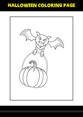 Halloween coloring page for kids. Line art coloring page design for kids.