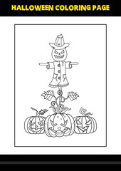 Halloween coloring page for kids. Line art coloring page design for kids.
