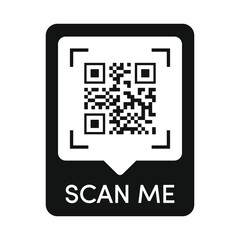 Qr code frame black color. Scan me tag. Qr code mock up. Barcode smartphone id icon, mobile payment and identity isolated on white background. Vector 10 eps