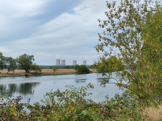 Landscape with nuclear plant 
