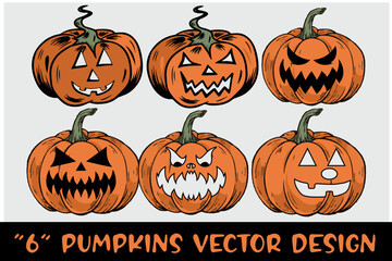 Halloween pumpkin faces stock illustration