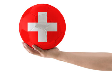 Obraz premium MAN'S HAND SOCCER BALL COUNTRIES FLAG