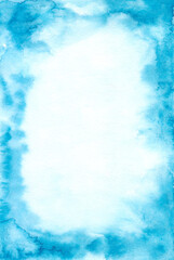 light delicate transparent blue watercolor background for postcard invitation template