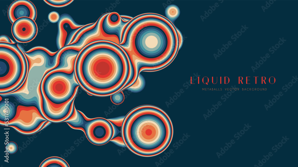 Poster liquid retro 3d metaball, with organic structure. abstract vector colorful background. fluid futuris
