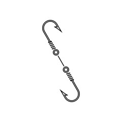 Fishing hook logo. Letter S hook fishing logo icon isolated on white background