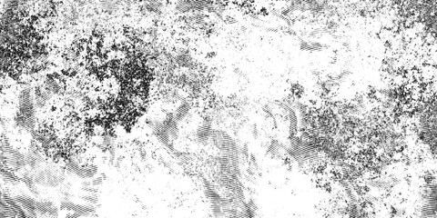 Abstract white black engrave ground background with random black noise grey shadows. Monochrome grunge stipple wave shapes. Marble grain noise effect. Black dots grunge swoosh smudge shape	
