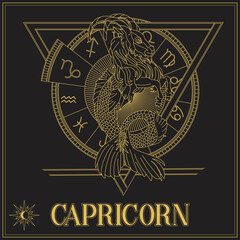 Aesthetic Capricorn Zodiac Sign Symbol Logo