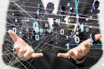 Global network. Blockchain. 3D illustration. Neural networks and artificial intelligence. Abstract  3d