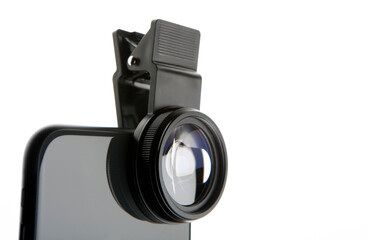 image of lens smartphone white background 