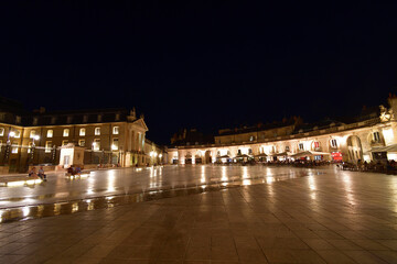 Fototapeta na wymiar Burgundy, France. Night view of Libération Square in the city of Dijon. August 7, 2022.