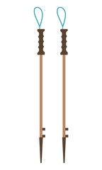 Trekking poles isolated on a white background. Equipment for tourism and mountaineering. Flat style. Vector