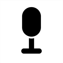 Vector icon of black microphone isolated on white background. Vector illustration