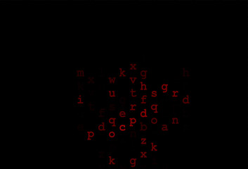 Fototapeta na wymiar Dark red vector background with signs of alphabet.