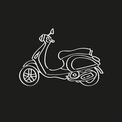 Editable vector line illustration of a classic vintage scooter scooter/moped