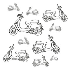 Editable vector line illustration of a classic vintage scooter scooter/moped