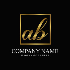 Initial letter AB logo design with square box