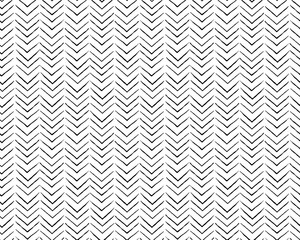 Hand crafted Black and white ethnic, geometric seamless pattern. Vector scandinavian background with brush ink zigzag. Simple pattern. Perfect for fabric, wrapping paper, textile, home decor