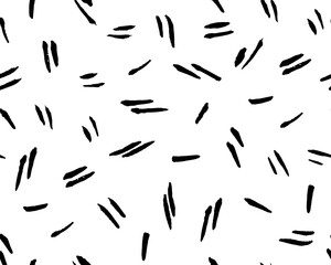 Hand crafted Black and white ethnic, geometric seamless pattern. Vector scandinavian background with brush ink strokes. Simple pattern. Perfect for fabric, wrapping paper, textile, home decor