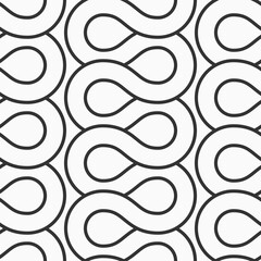Abstract seamless pattern with smooth lines, curves. Zigzag smooth lines. Black and white vector background. Endless repeating pattern.