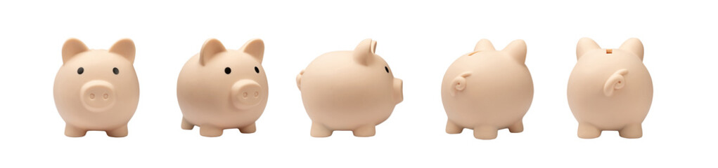 Piggy Bank Set Isolated, Money Box, Saving Pig, Moneybox, Piggybank