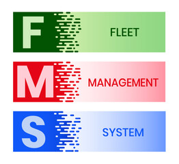 FMS - Fleet Management System acronym. business concept background. Vector illustration with keywords and icons. Lettering illustration with icons for web banner, flyer, landing