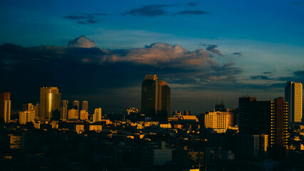 Fototapeta premium Buildings and traffic of the city of Bangkok, Thailand.
