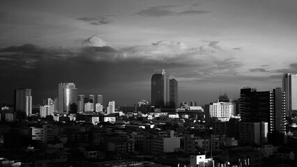 Buildings and traffic of the city of Bangkok, Thailand.