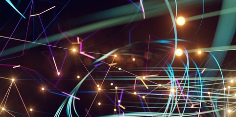 Neural network concept. Connected cells with links.