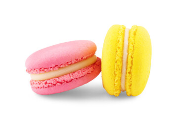 Colorful French Macaroons Collection isolated on white