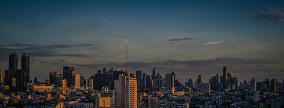 Buildings and traffic of the city of Bangkok, Thailand. © yuttaphong