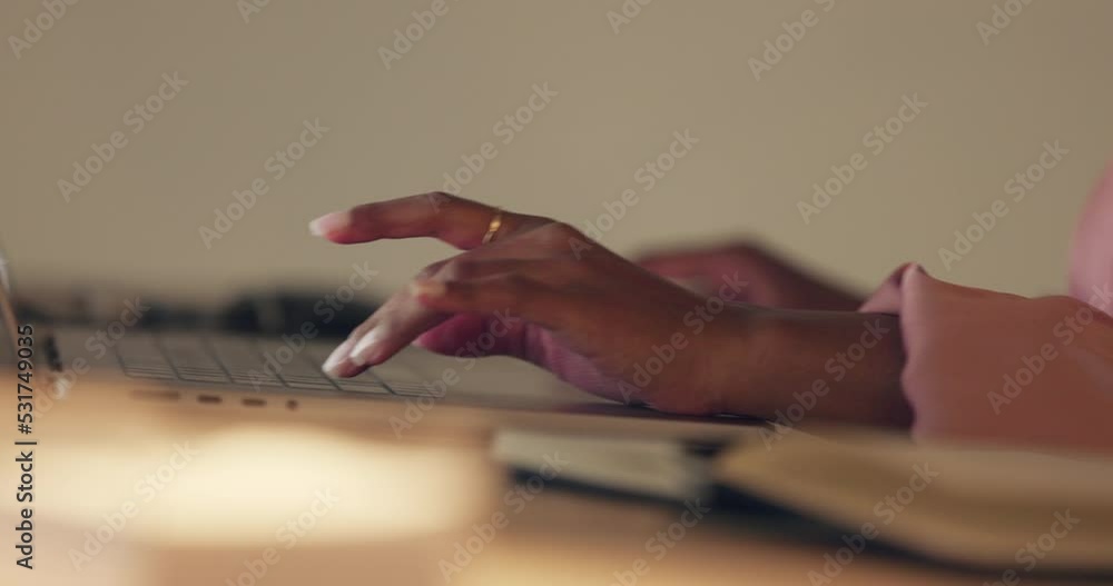 Aufkleber Computer, writing and working on typing internet code and web coding software in a office. Black woman IT worker planning a database analytics project with technology for cybersecurity installation