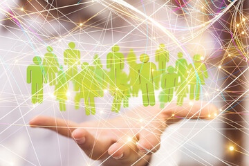 Global network. Blockchain. 3D illustration. Neural networks and artificial intelligence. Abstract