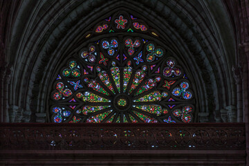 The round stained glass windows of the basilica of the national vow