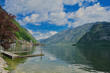 Obraz premium Hallstatter See lake in Hallstatt, Upper Austria.