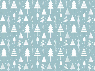 Simple Christmas seamless pattern with geometric motifs. Snowflakes and circles with different ornaments. Magic nature fantasy snowfall texture decoration design