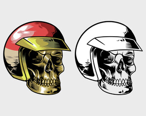 skull with helmet