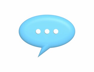 3d blue ellipse social media notification icon isolated on white background