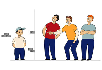 A group of teens bullying a boy.