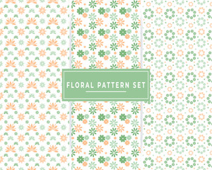 Set of Three Floral Seamless Pattern Design Background, Collection of Pastel Seamless Floral Pattern