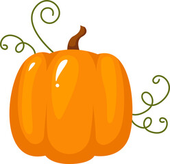 Pumpkin Autumn Plant. Vector illustration