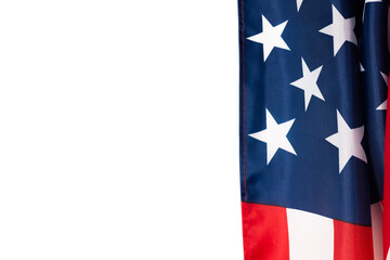 American flag as a background. Top view.
