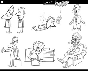 black and white business concepts and people characters set