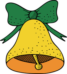 Hand drawn Christmas bell. Vector illustration, doodle style.