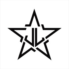 JL Logo monogram with star shape slice design template