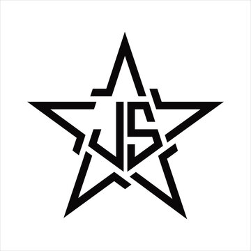 JS Logo monogram with star shape slice design template