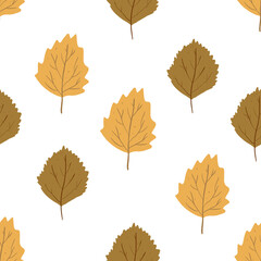 Seamless pattern of leaves, set of autumn leaves
