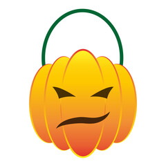 Halloween pumpkin face candy basket vector isolated illustration